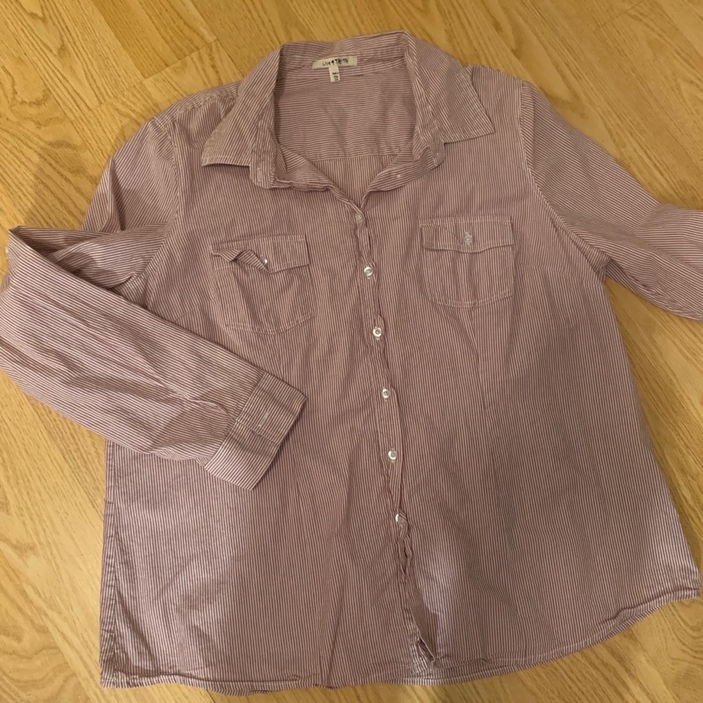 2/$10 Red Striped Button Up